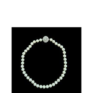 Vintage Majorica Pearl Necklace 16 In Rhinestone Clasp Ivory Color